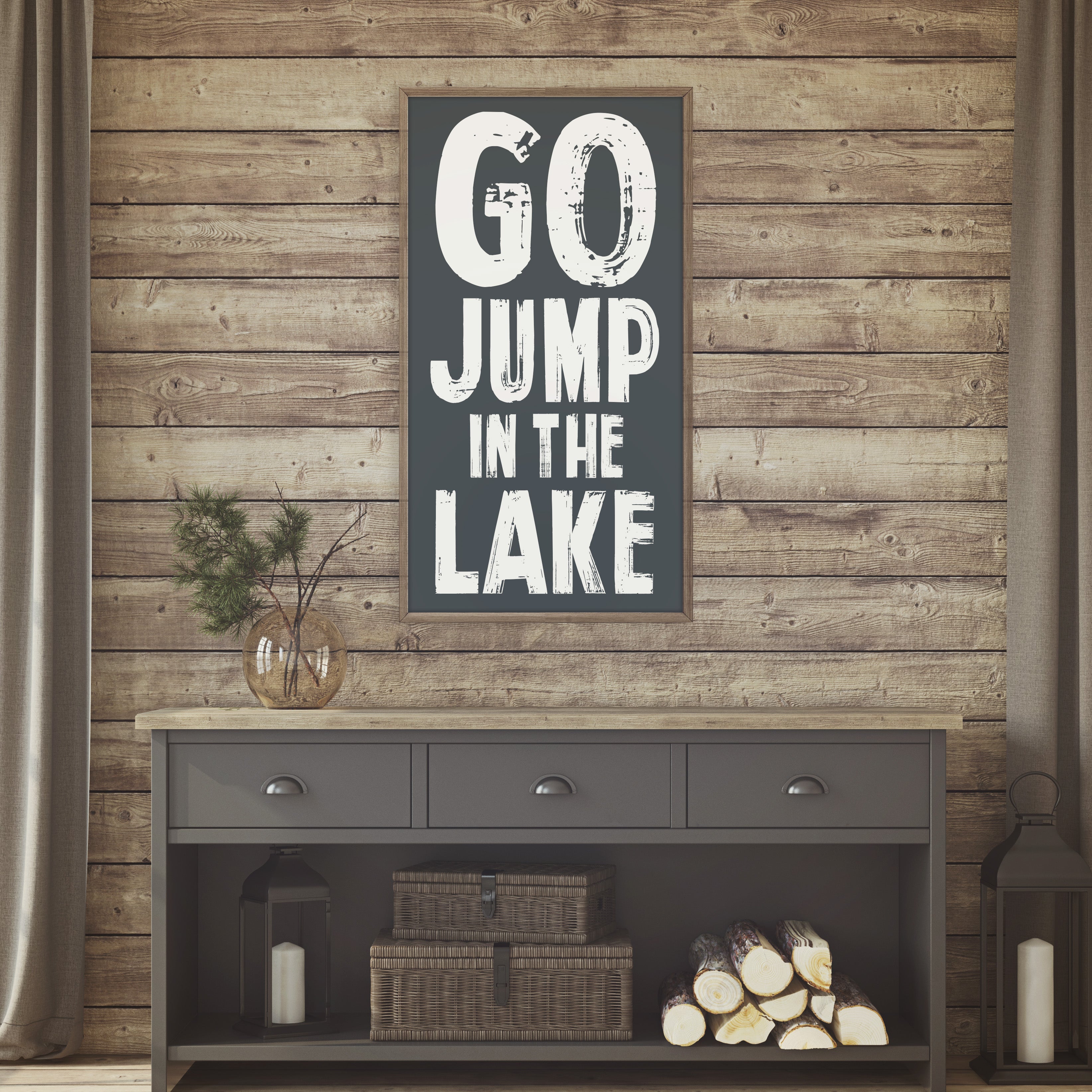 Linden Sign Go Jump In The Lake Framed Wood Sign – Linden Fields